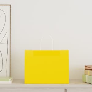 vidaXL Popieriniai mai&scaron;eliai 250vnt. su rankenomis geltonos 32x17x25cm