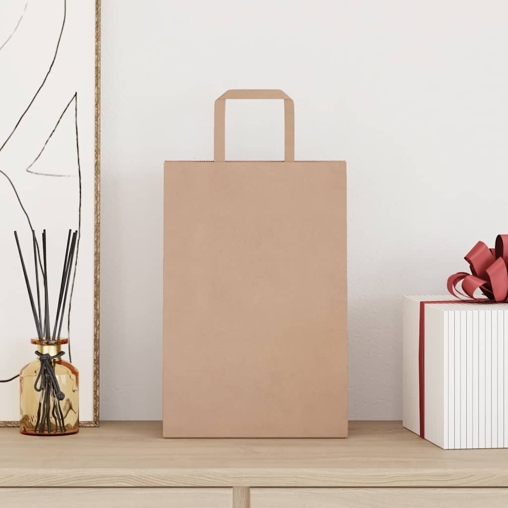 vidaXL Papieren zakken 50 st met hengsels 21x11x31 cm bruin afbeelding