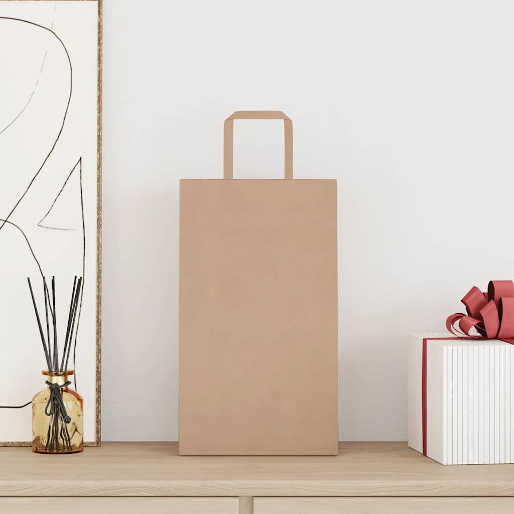 vidaXL Papieren zakken 50 st met hengsels 21x11x36 cm bruin afbeelding
