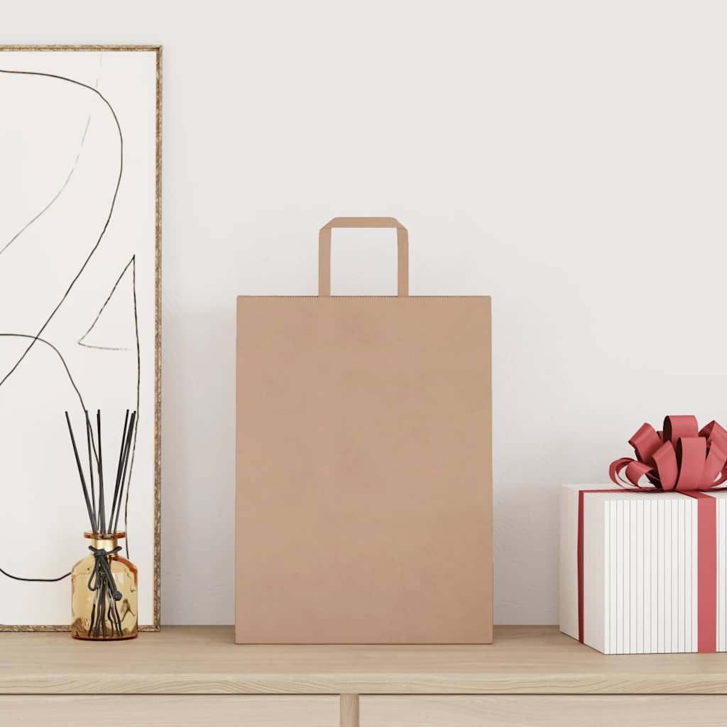 vidaXL Papieren zakken 50 st met hengsels 26x12x35 cm bruin afbeelding
