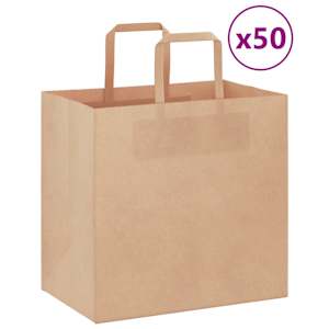 Papírové tašky 50 ks s uchy hnědé 26x17x25 cm - obrázek 1