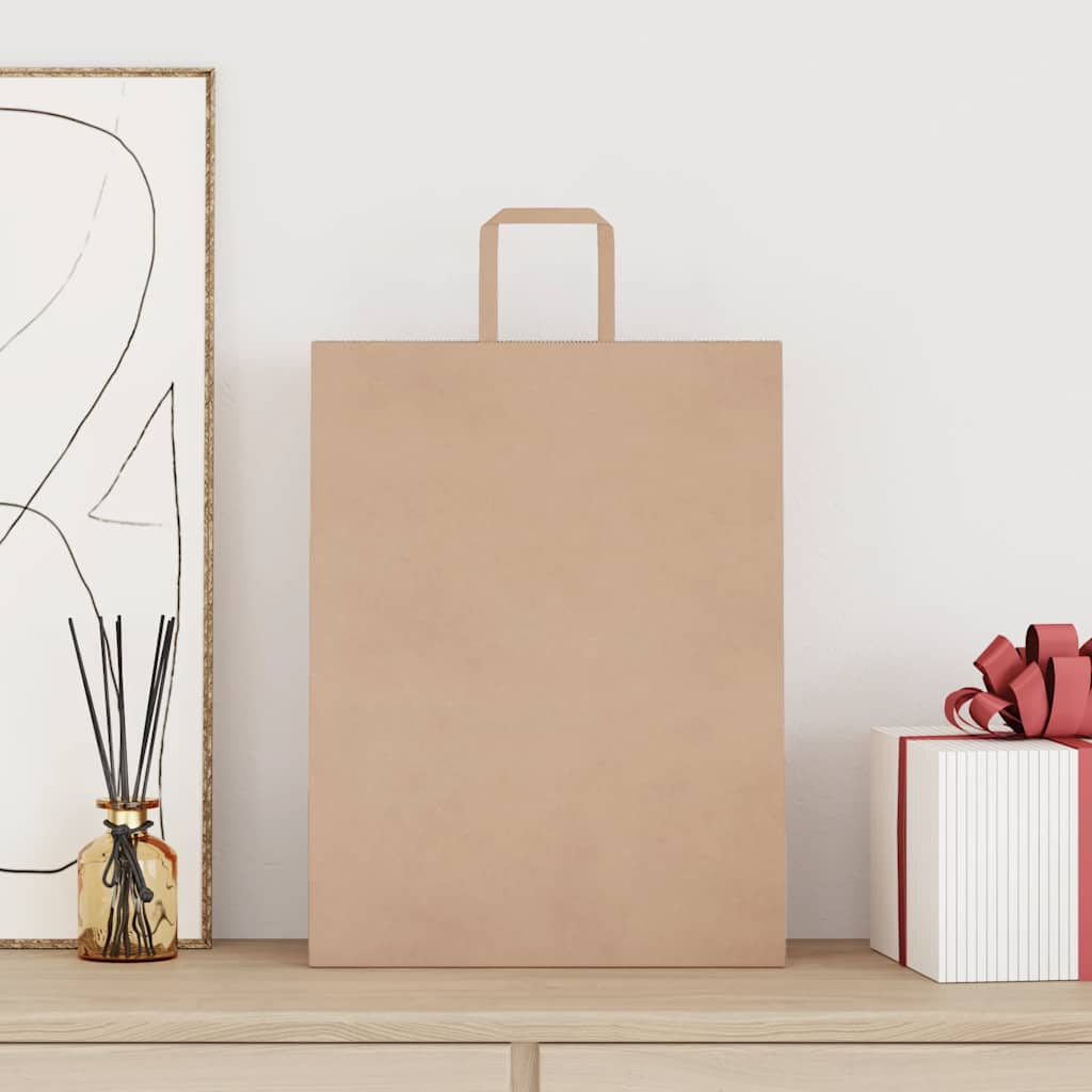 vidaXL Papieren zakken 50 st met hengsels 32x12x42 cm bruin afbeelding