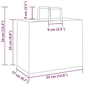 Papírové tašky 50 ks s uchy hnědé 32x17x25 cm - obrázek 11