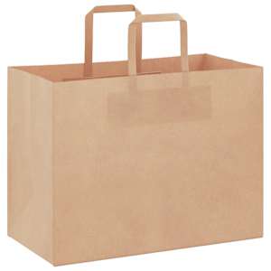 Papírové tašky 50 ks s uchy hnědé 32x17x25 cm - obrázek 3