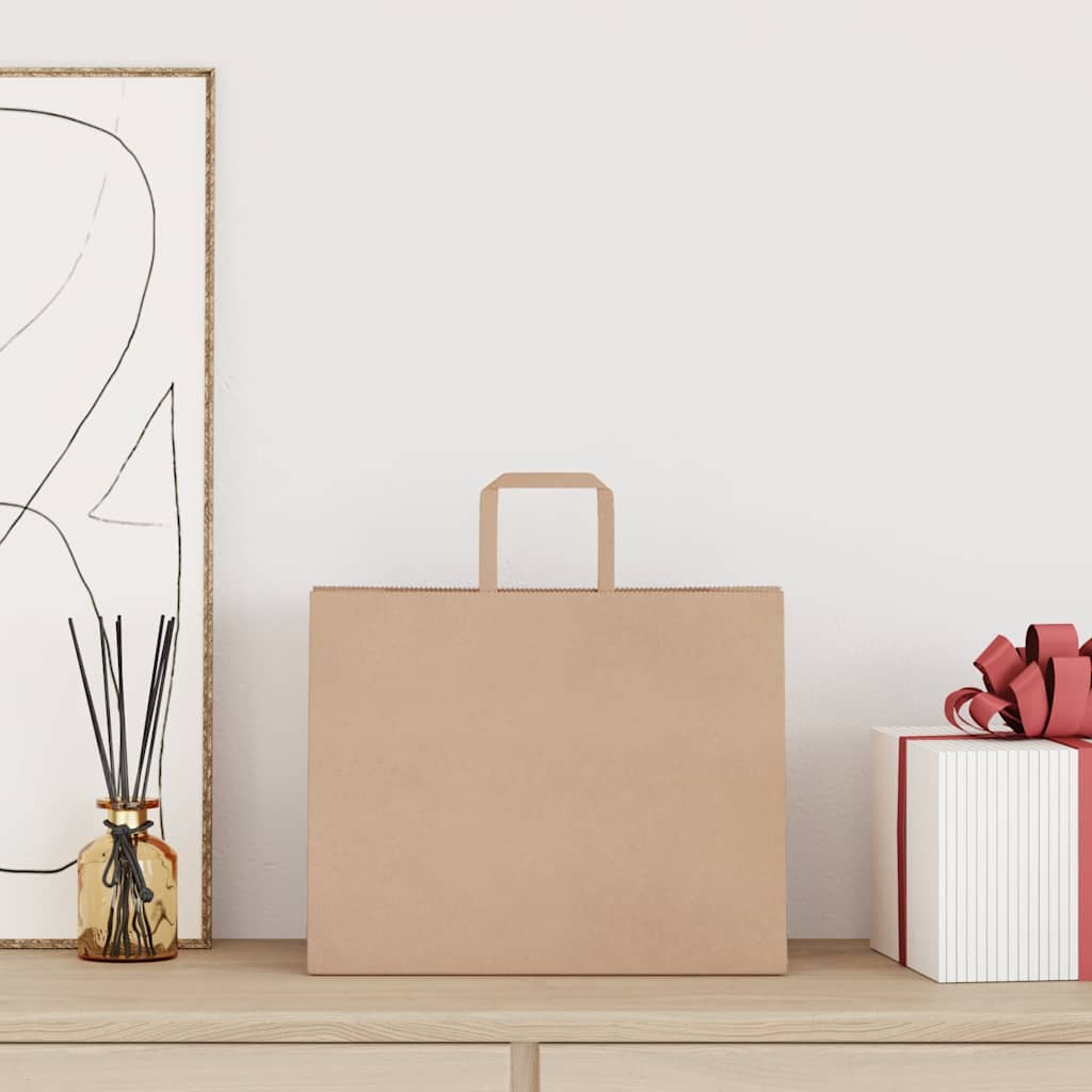 vidaXL Papieren zakken 50 st met hengsels 32x22x24 cm bruin afbeelding