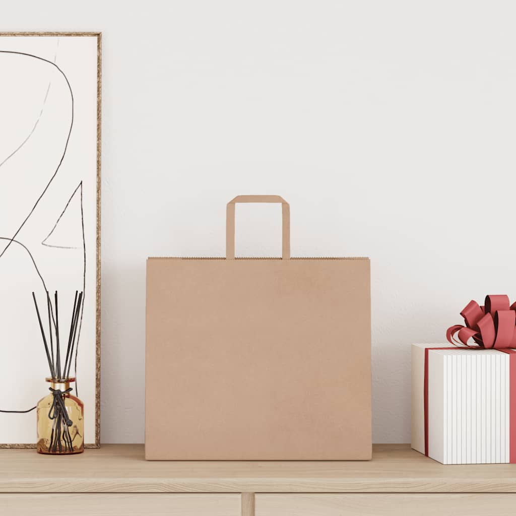 vidaXL Papieren zakken 50 st met hengsels 32x22x28 cm bruin afbeelding
