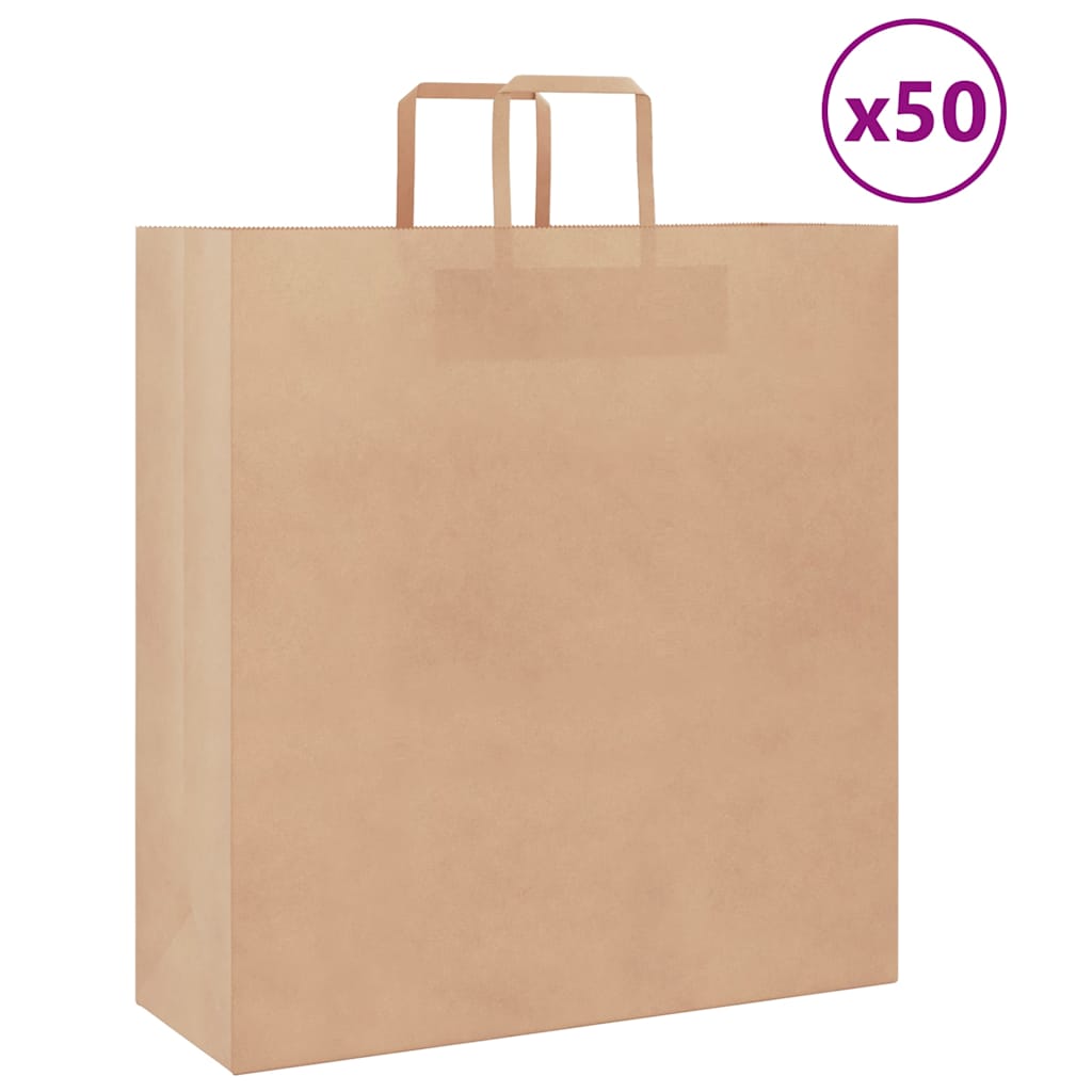 vidaXL Pungi de hârtie 50 buc cu mânere maro 45x17x48 cm