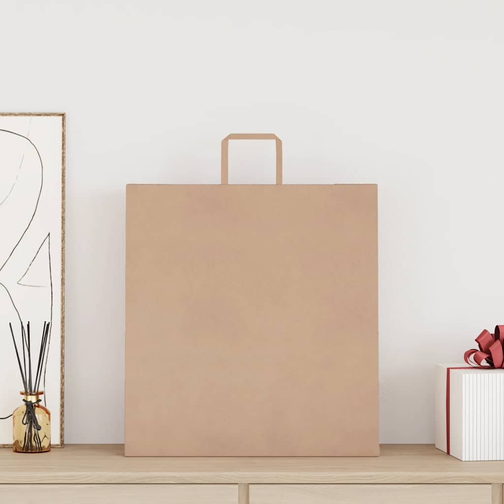 vidaXL Papieren zakken 50 st met hengsels 45x17x48 cm bruin afbeelding