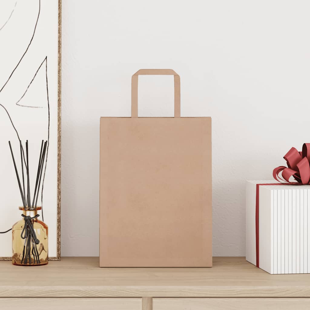 vidaXL Papieren zakken 250 st met hengsels 21x11x28 cm bruin afbeelding