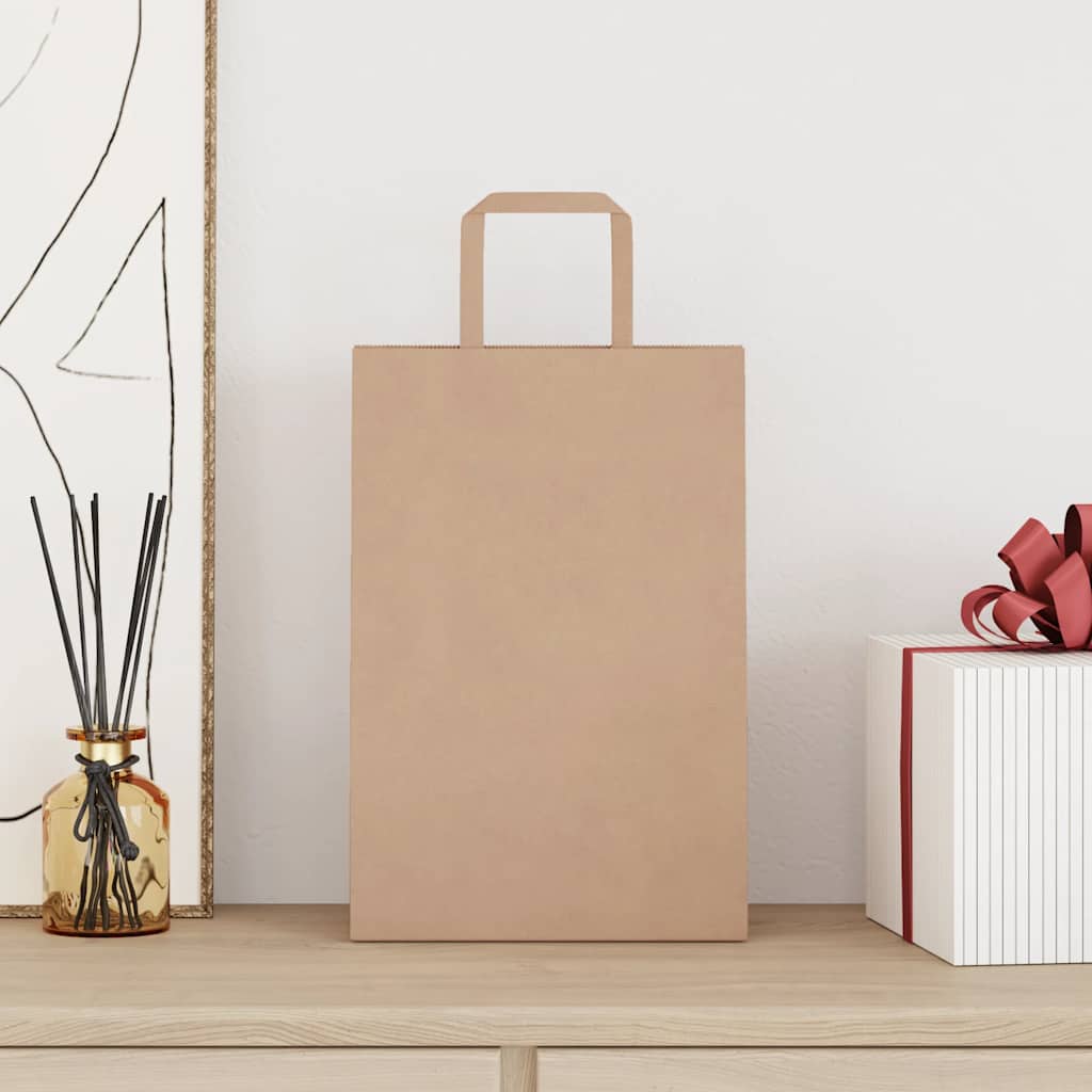 vidaXL Papieren zakken 250 st met hengsels 21x11x31 cm bruin afbeelding