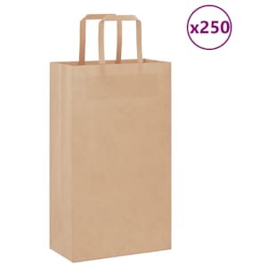 Papírové tašky 250 ks s uchy hnědé 21x11x36 cm - obrázek 1