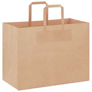 Papírové tašky 250 ks s uchy hnědé 32x17x25 cm - obrázek 3