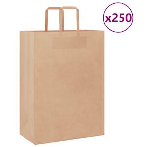Papírové tašky 250 ks s uchy hnědé 32x17x44 cm - obrázek 1