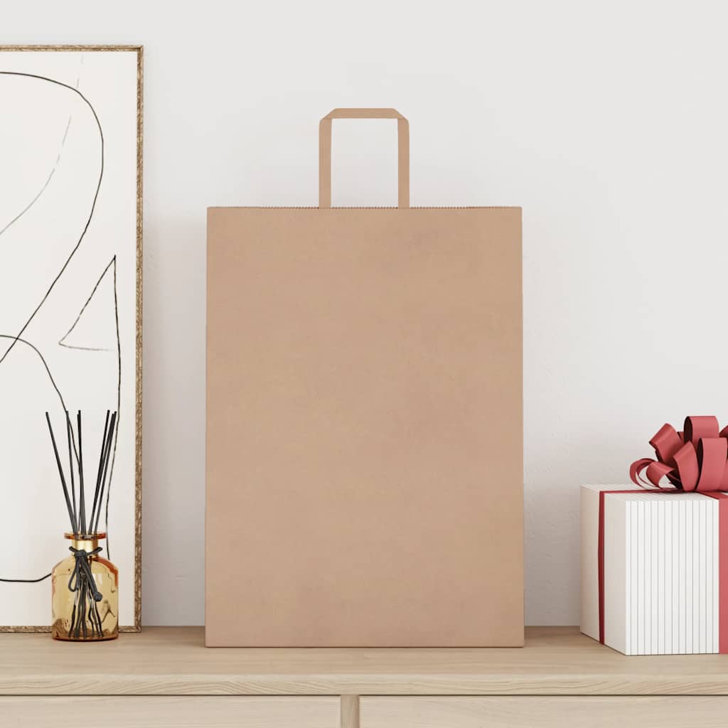vidaXL Papieren zakken 250 st met hengsels 32x17x44 cm bruin afbeelding