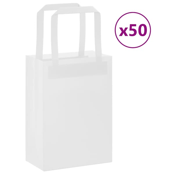 vidaXL paberkotid, 50 tk, k&auml;epidemetega, valge, 15x8x21 cm