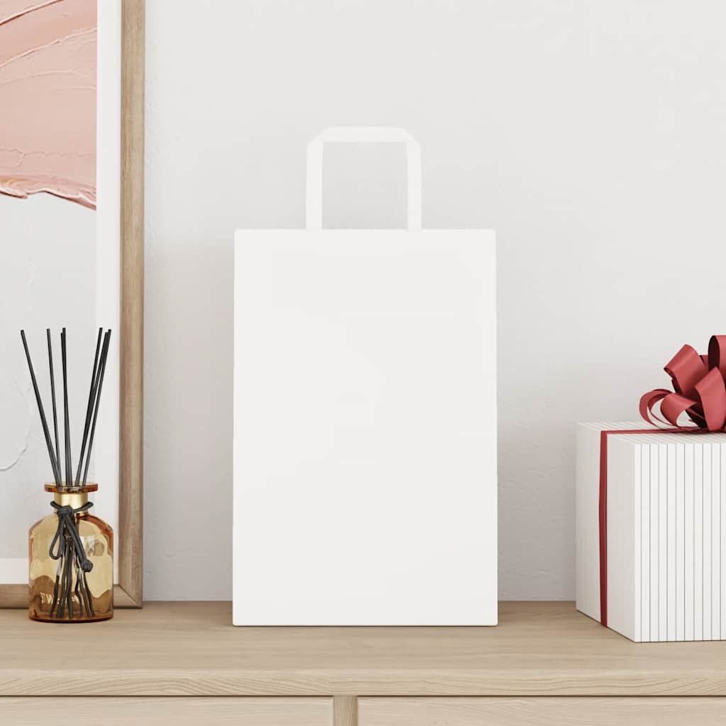 vidaXL Papieren zakken 50 st met hengsels 21x11x31 cm wit afbeelding