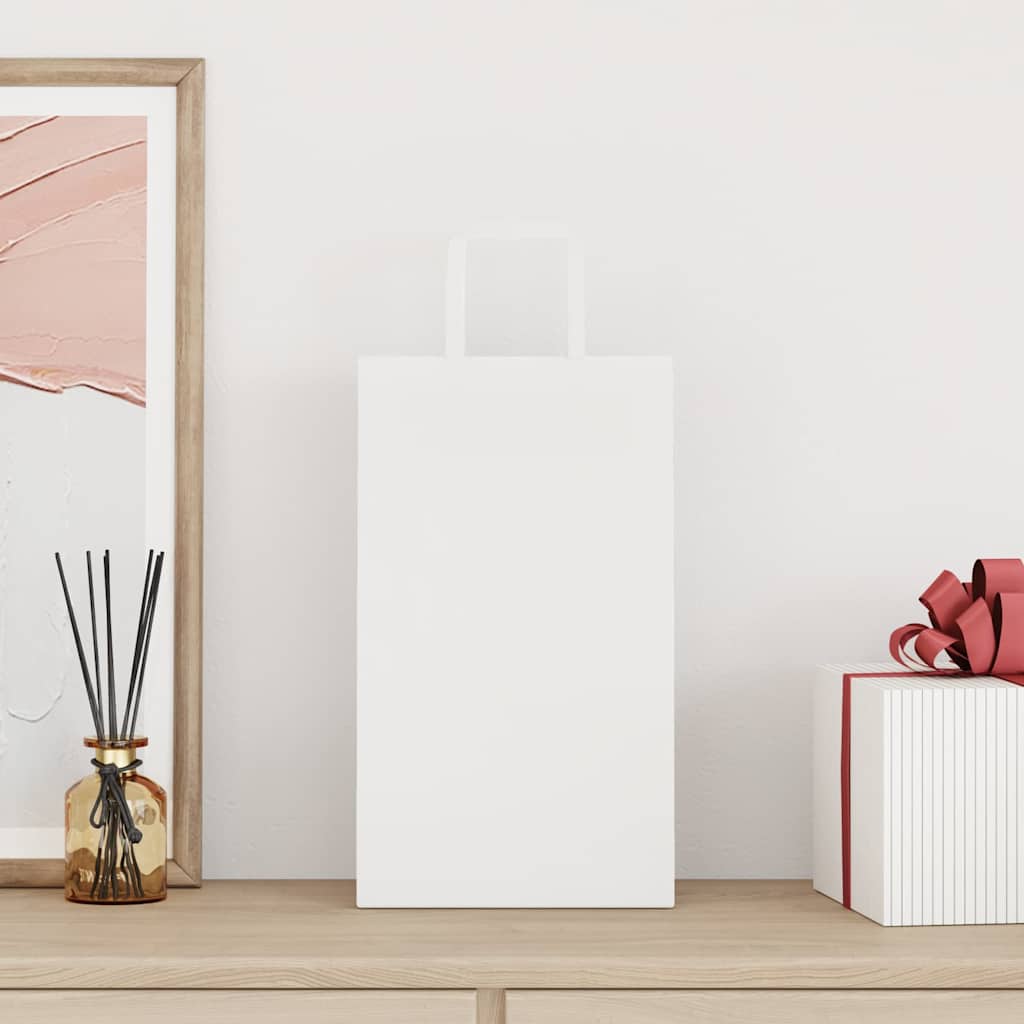 vidaXL Pungi de hârtie 50 buc cu mânere albe 21x11x36 cm