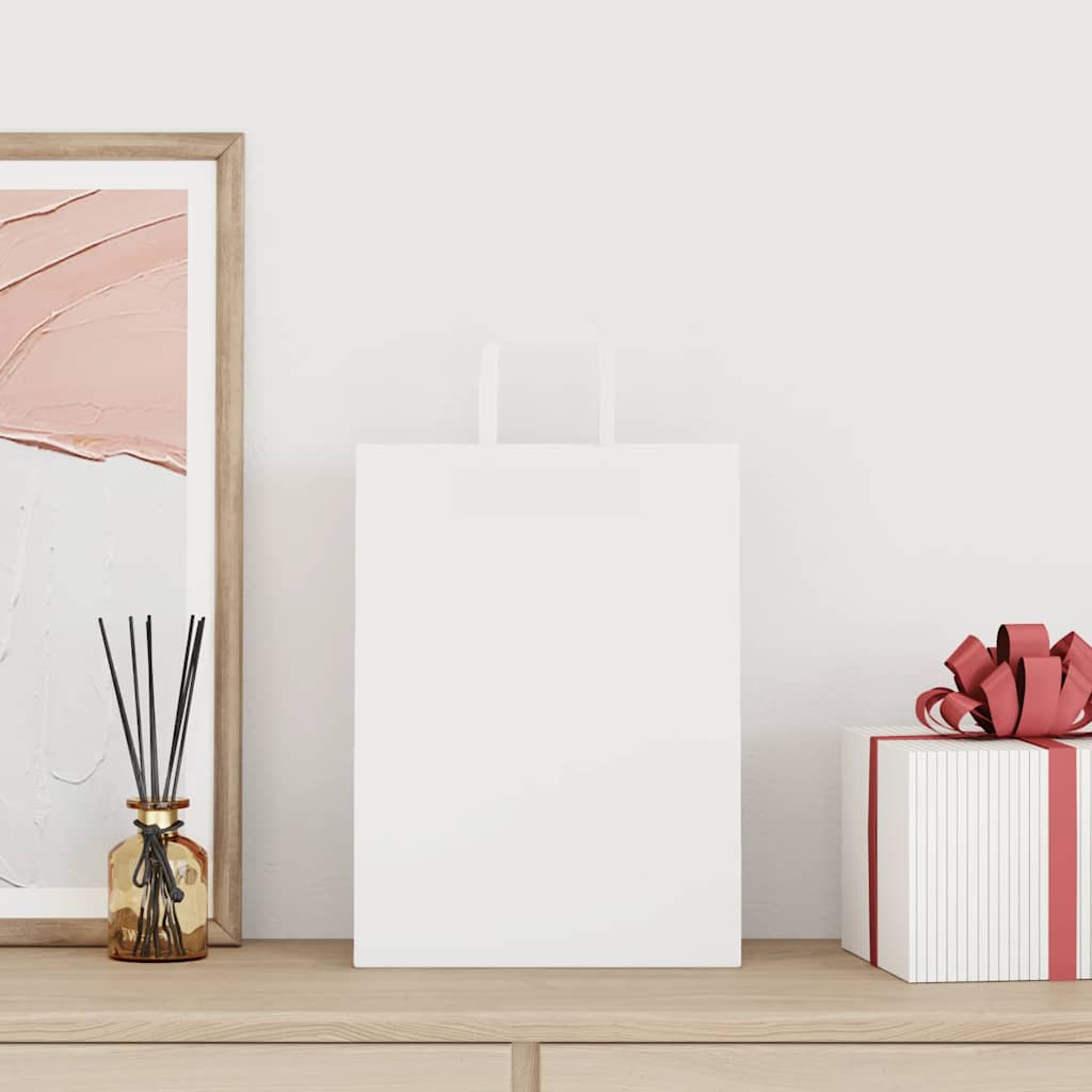 vidaXL Papieren zakken 50 st met hengsels 26x12x35 cm wit afbeelding