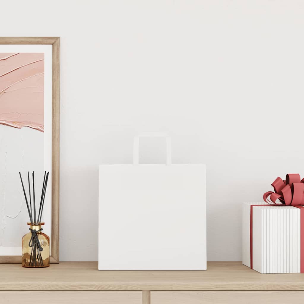 vidaXL Papieren zakken 50 st met hengsels 26x17x25 cm wit afbeelding