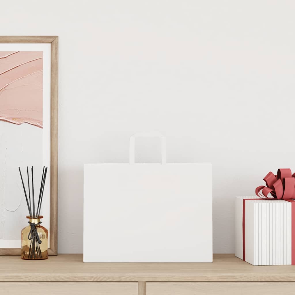 vidaXL Papieren zakken 50 st met hengsels 32x17x25 cm wit afbeelding