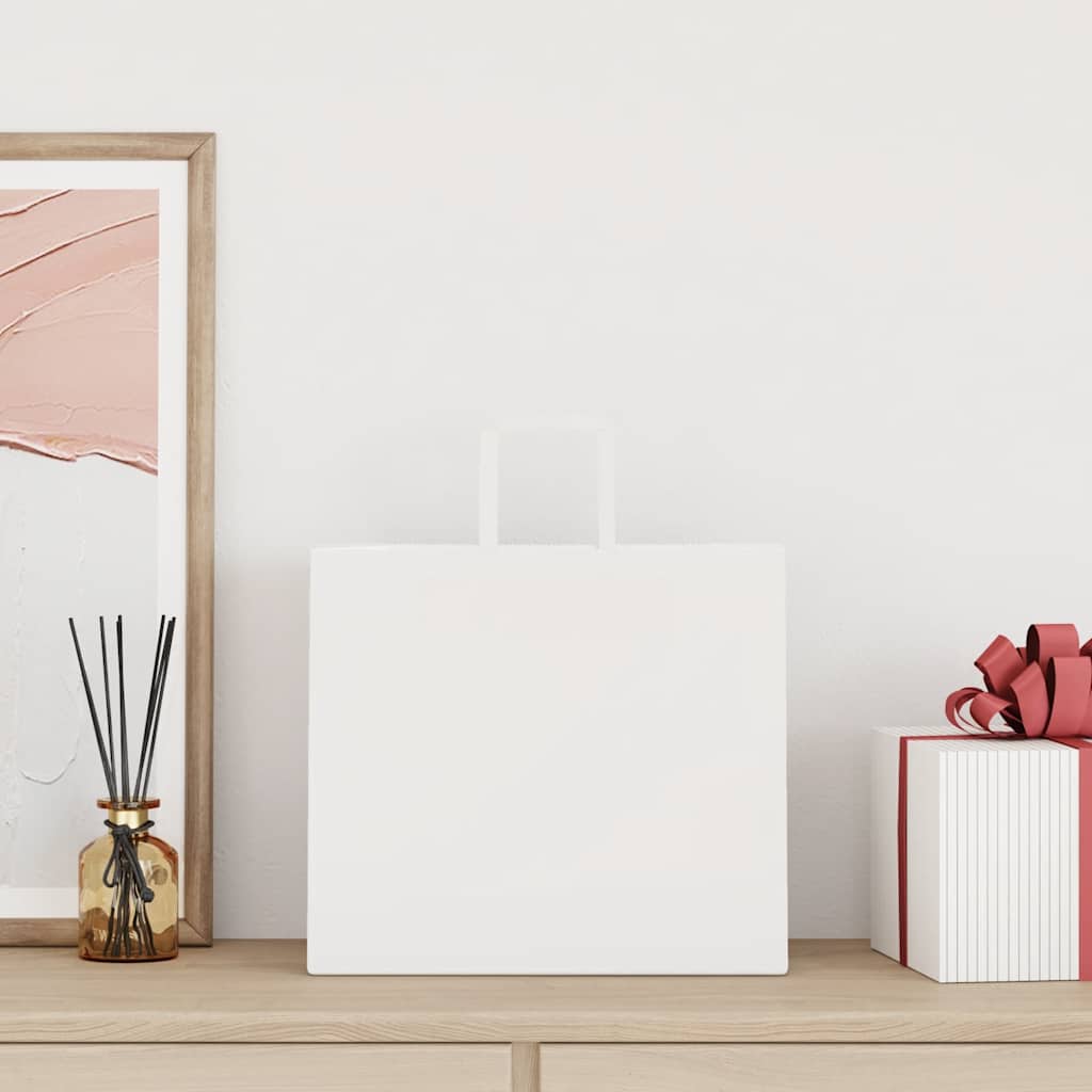 vidaXL Papieren zakken 50 st met hengsels 32x22x28 cm wit afbeelding