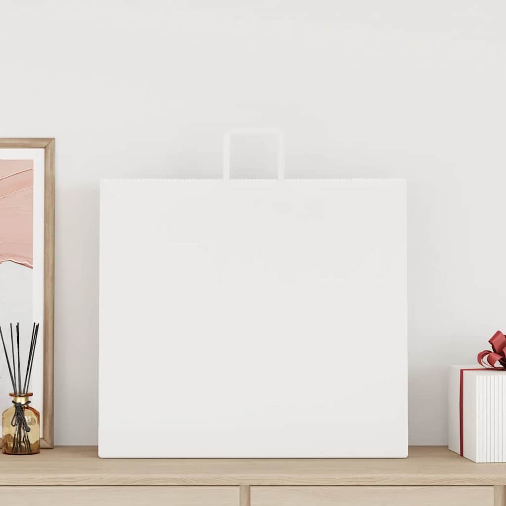 vidaXL Papieren zakken 50 st met hengsels 54x15x49 cm wit afbeelding