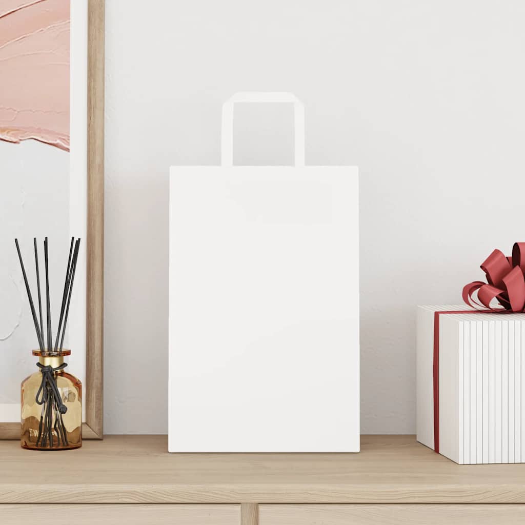 vidaXL Papieren zakken 250 st met hengsels 21x11x31 cm wit afbeelding