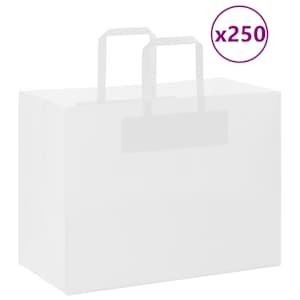 Papírové tašky 250 ks s uchy bílé 32x17x25 cm