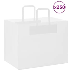 Papírové sáčky 250 ks s uchy bílé 32x22x24 cm - obrázek 1