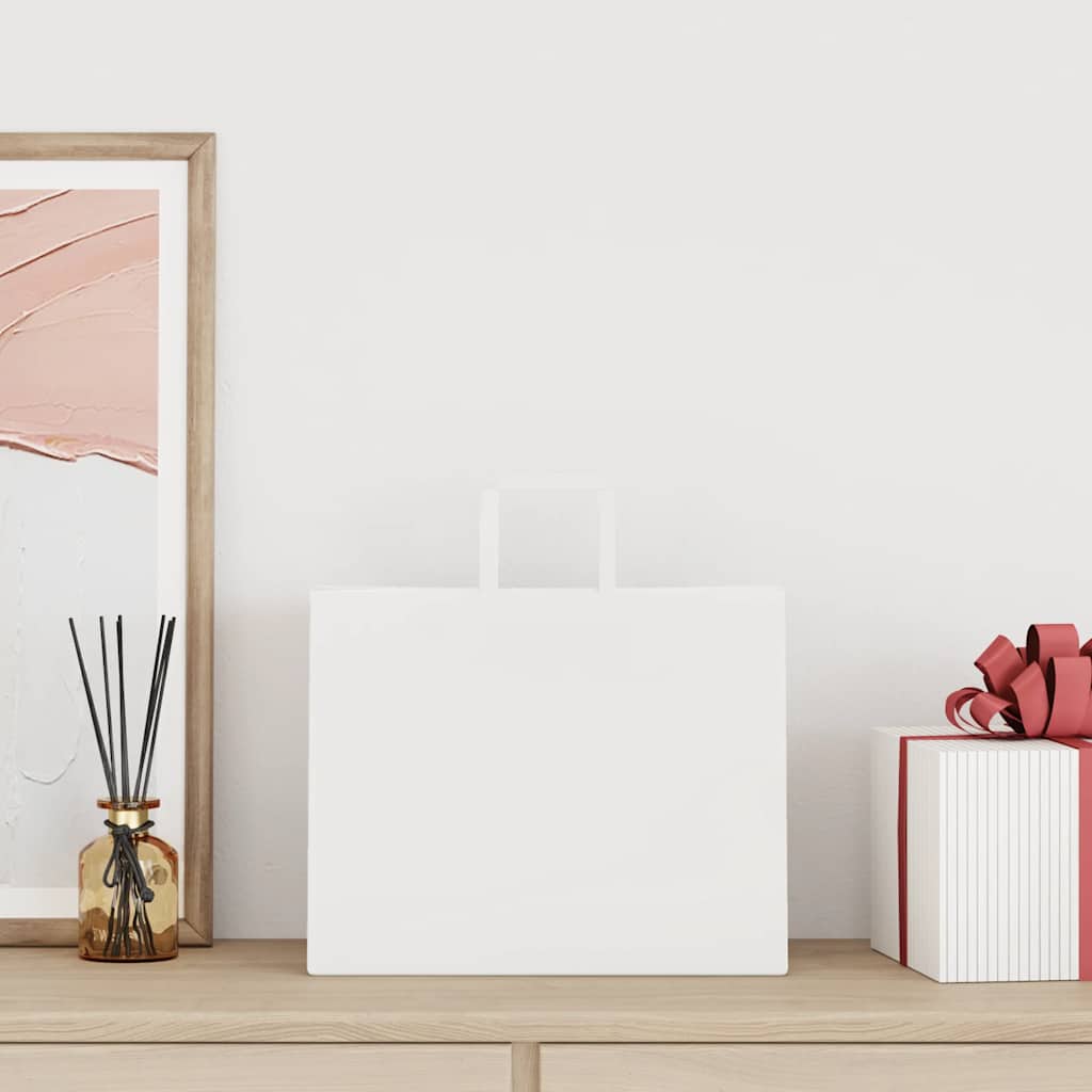 vidaXL Papieren zakken 250 st met hengsels 32x22x24 cm wit afbeelding