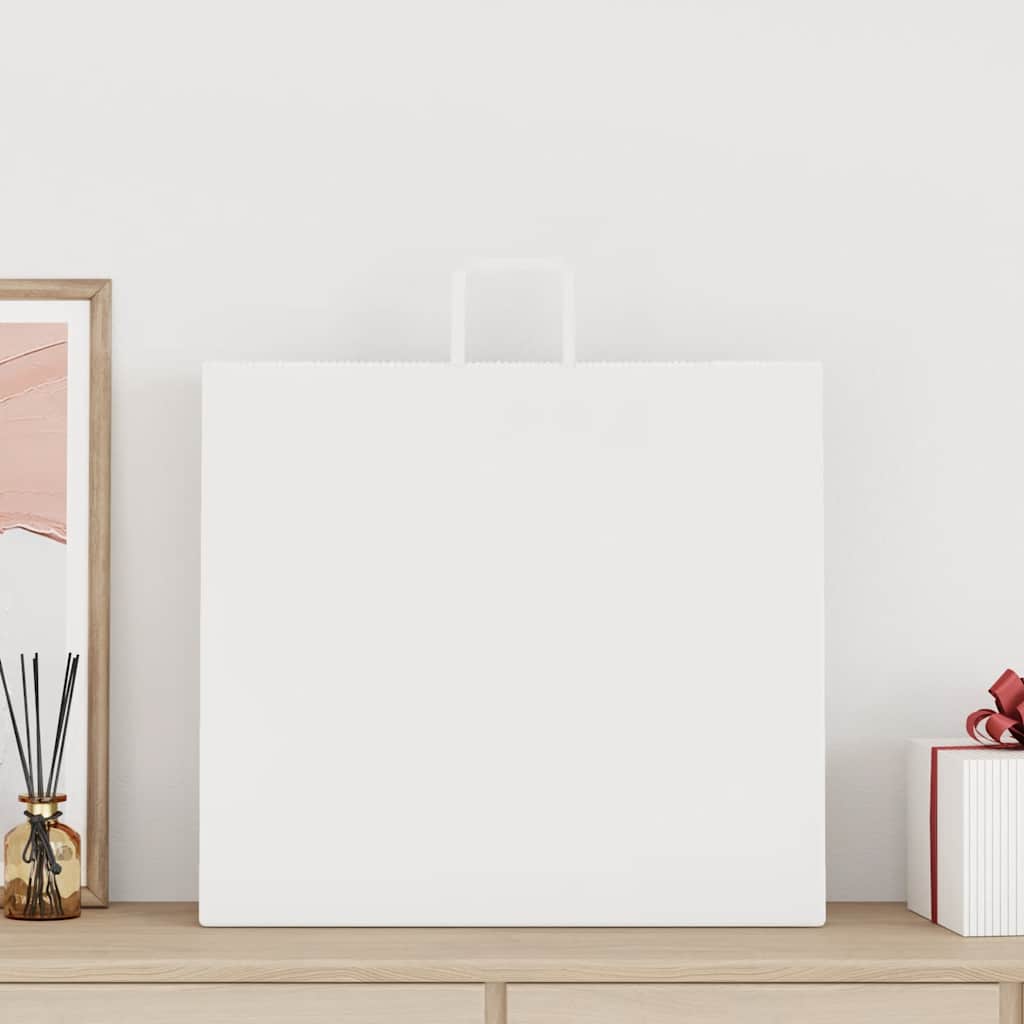 vidaXL Pungi de hârtie 250 buc cu mânere albe 54x15x49 cm