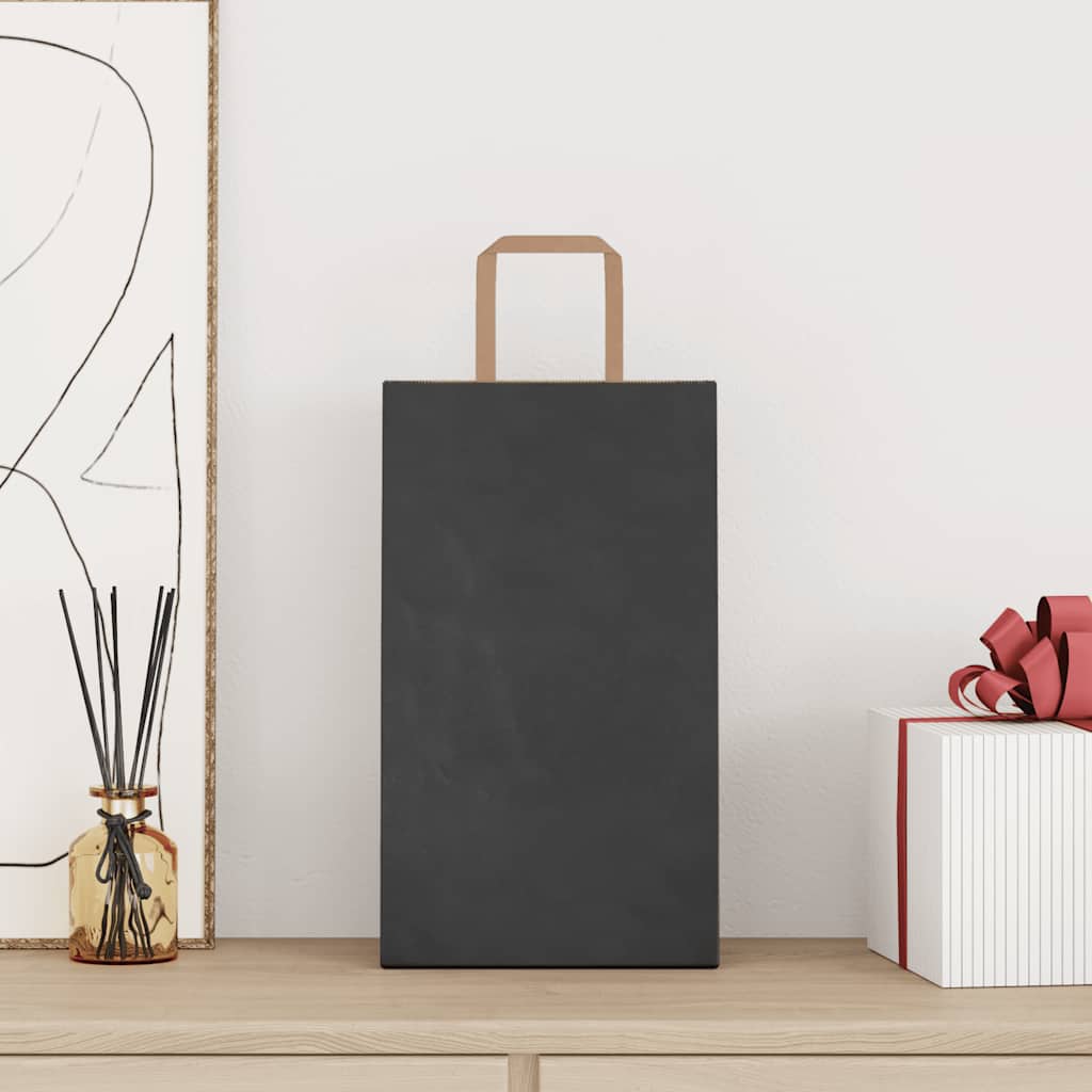 vidaXL Papieren zakken 50 st met hengsels 21x11x36 cm zwart afbeelding