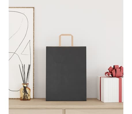 vidaXL Paper Bags 50 pcs with Handles Black 26x12x35 cm