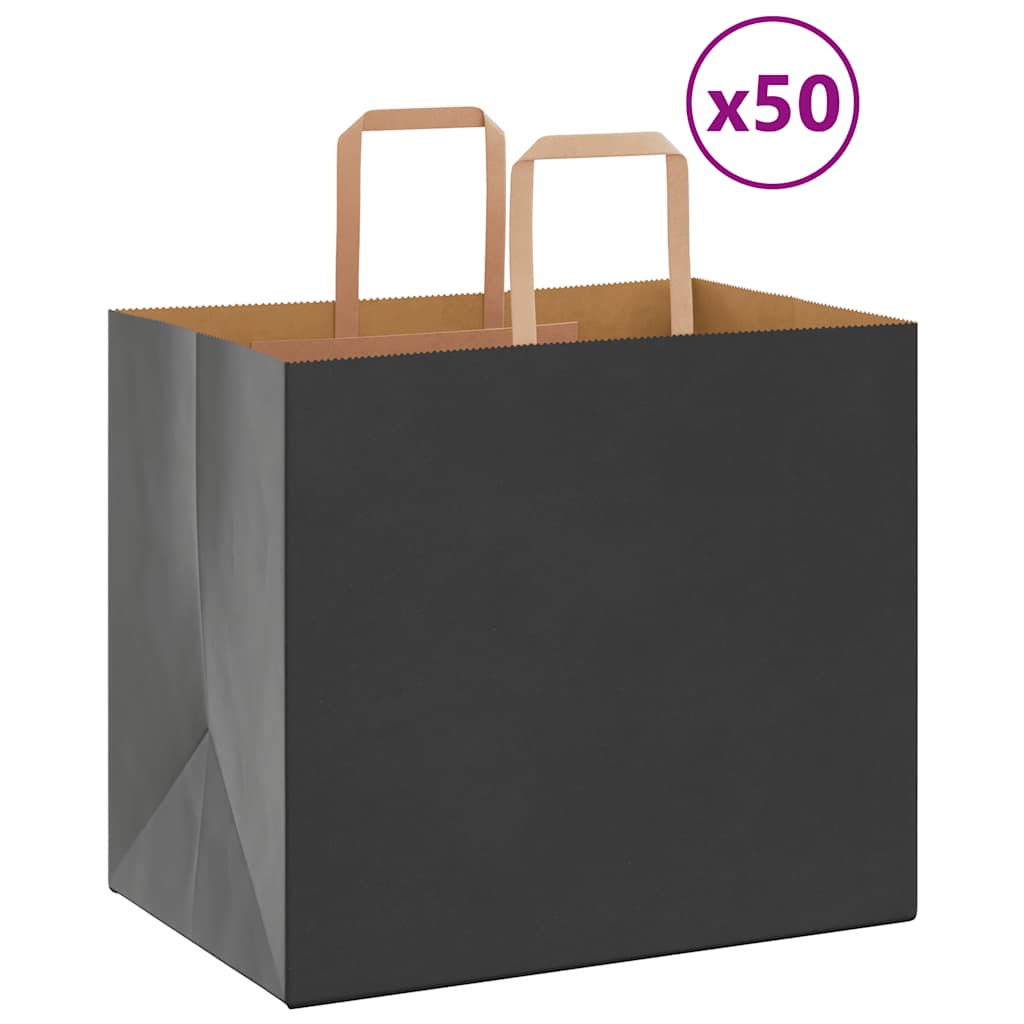 vidaXL Saci de hârtie 50 buc cu mânere negre 32x22x28 cm