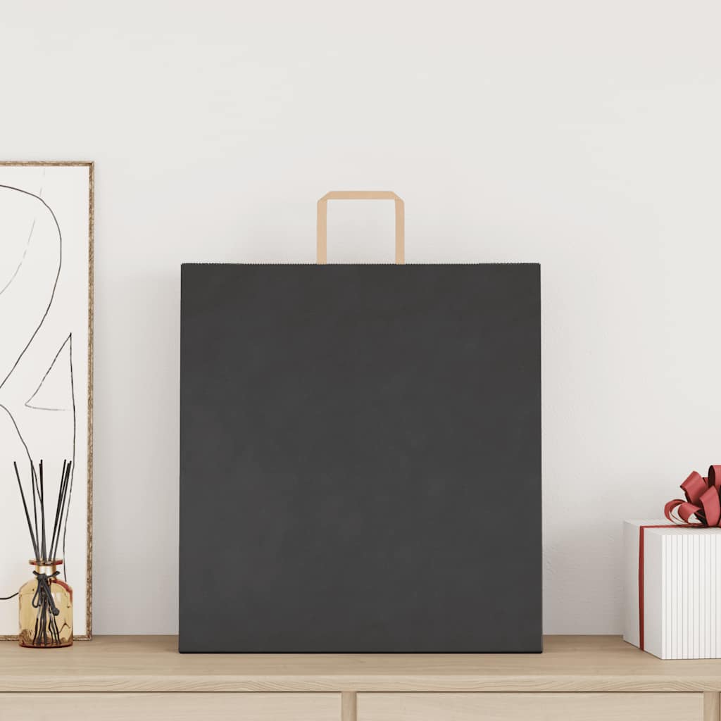 vidaXL Papieren zakken 50 st met hengsels 45x17x48 cm zwart afbeelding