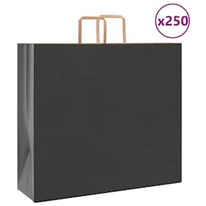vidaXL paberkotid, 250 tk, k&auml;epidemetega, must, 54x15x49 cm