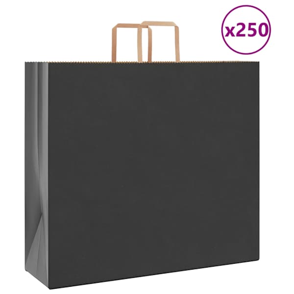 vidaXL paberkotid, 250 tk, k&auml;epidemetega, must, 54x15x49 cm