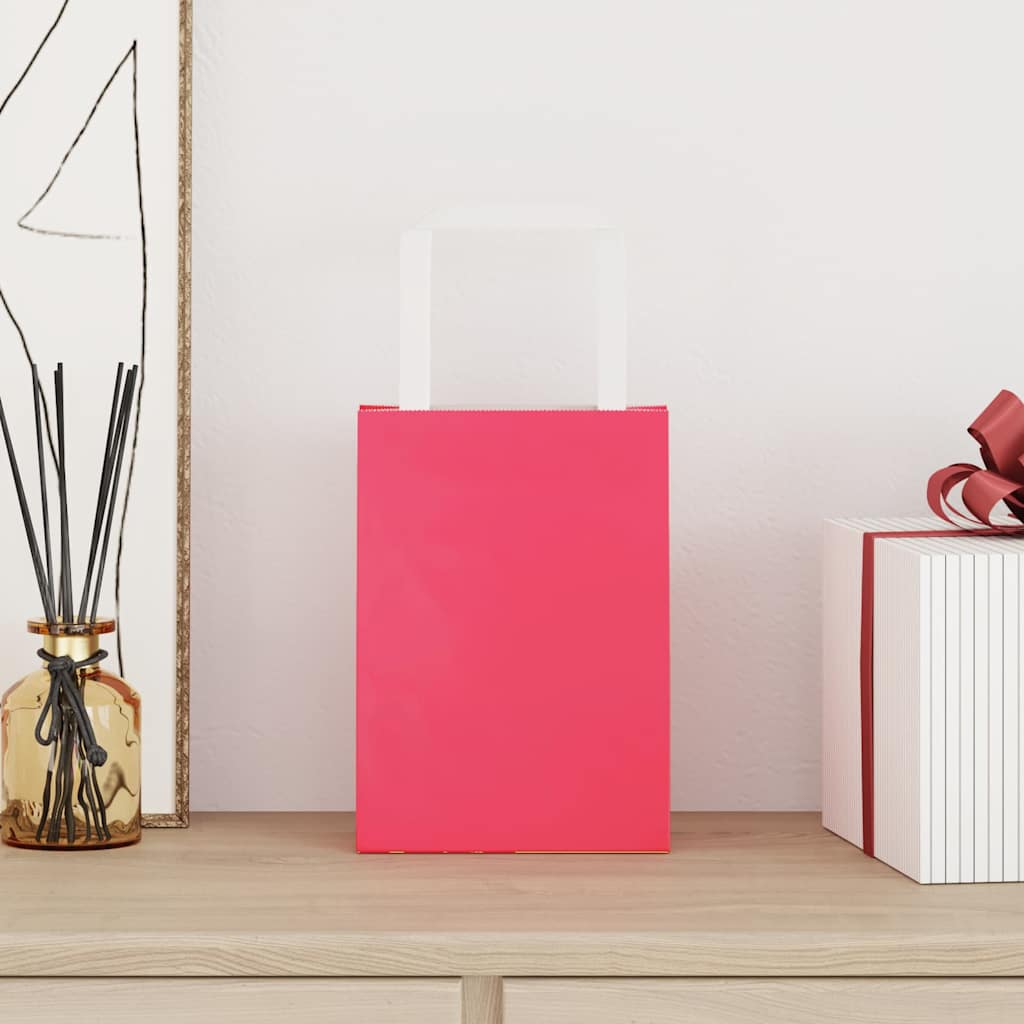 vidaXL Papieren zakken 50 st met hengsels 15x8x21 cm roze afbeelding