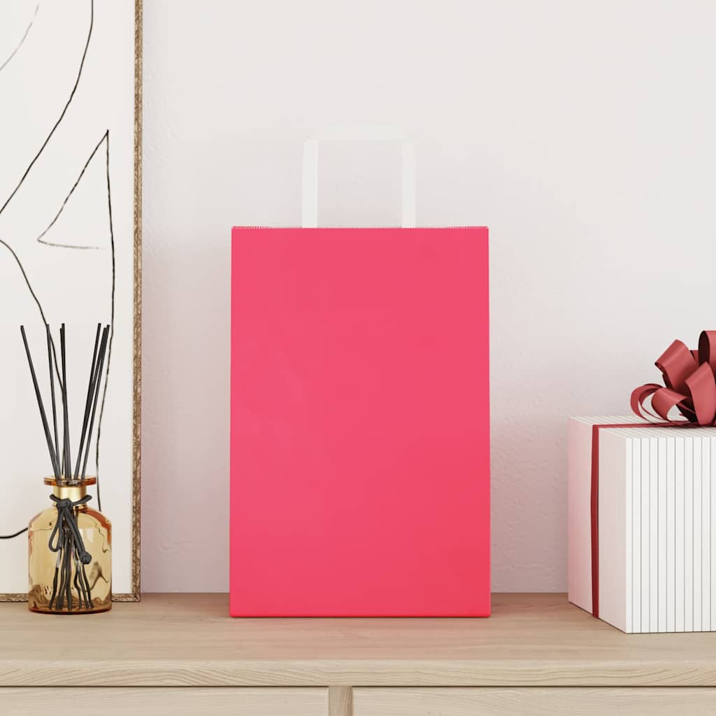 vidaXL Papieren zakken 50 st met hengsels 21x11x31 cm roze afbeelding