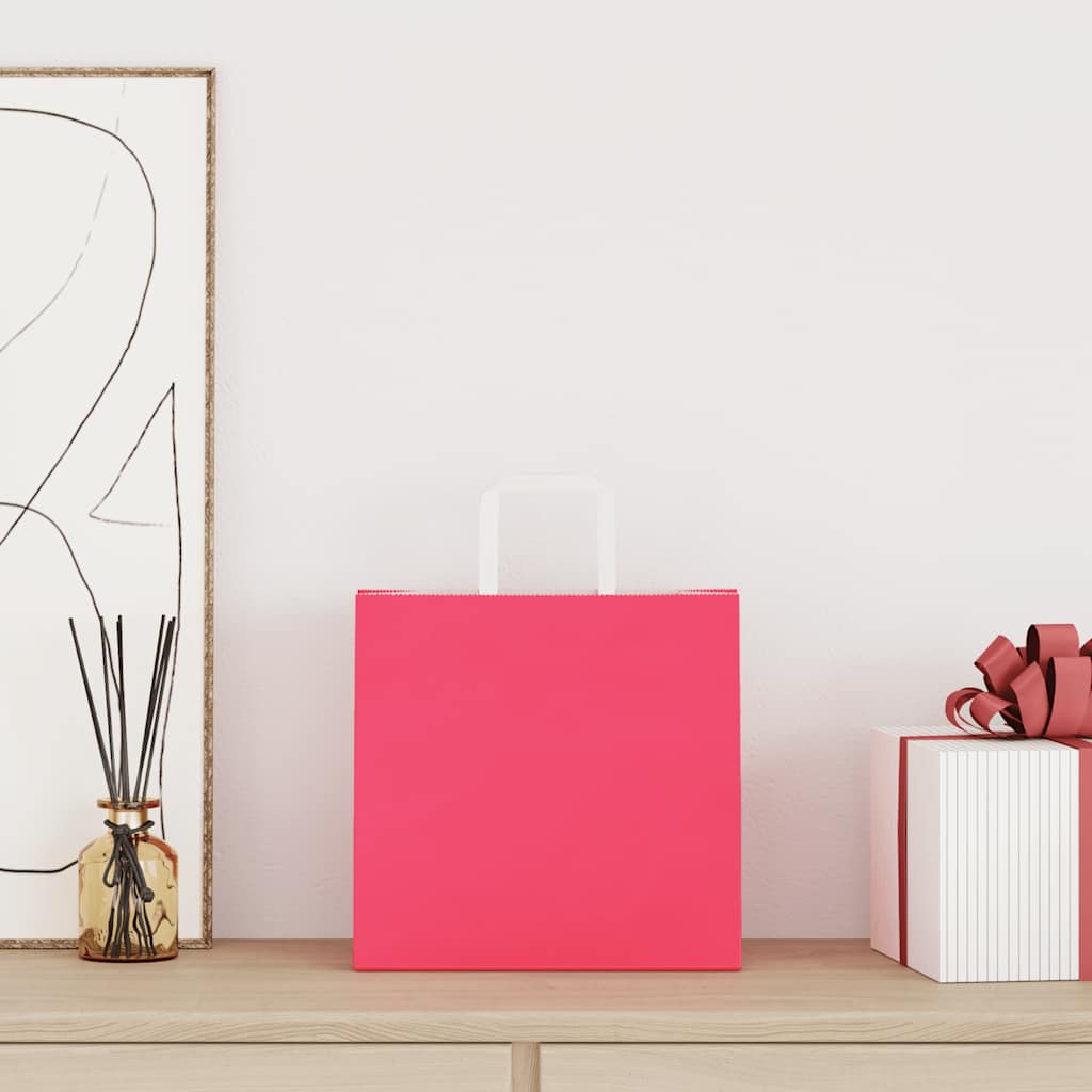 vidaXL Papieren zakken 50 st met hengsels 26x17x25 cm roze afbeelding