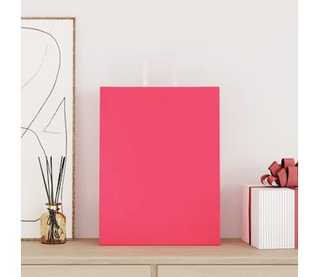 vidaXL Хартиени торбички 50 бр с дръжки розови 32x12x42 см