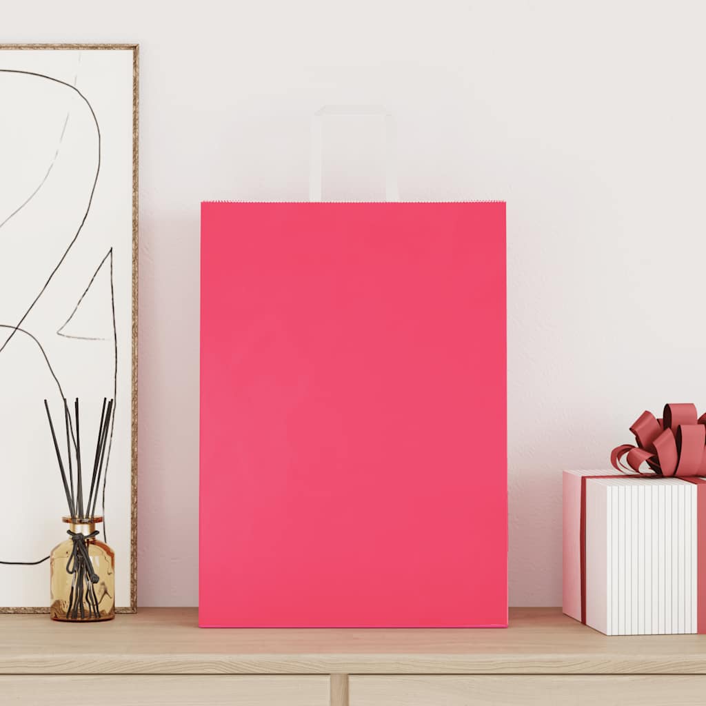 vidaXL Papieren zakken 50 st met hengsels 32x17x44 cm roze afbeelding