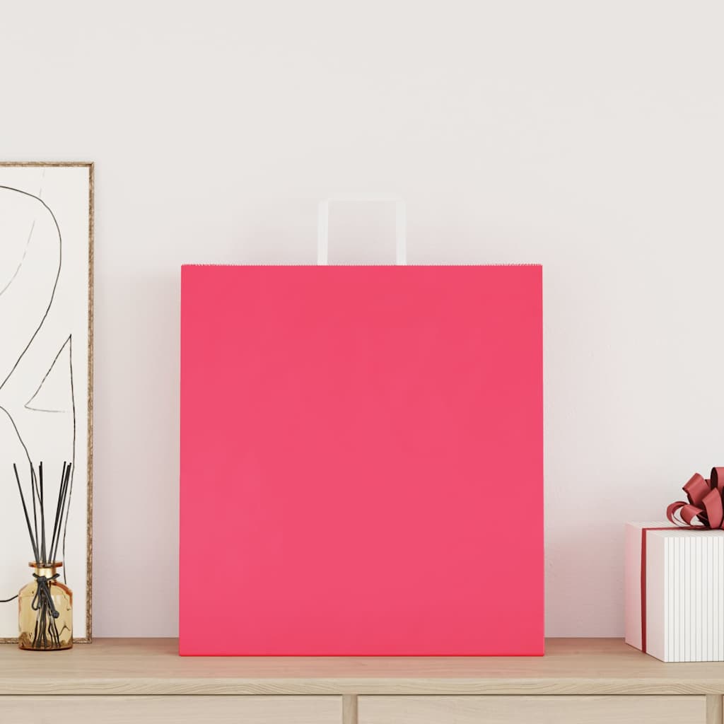 vidaXL Papieren zakken 50 st met hengsels 45x17x48 cm roze afbeelding