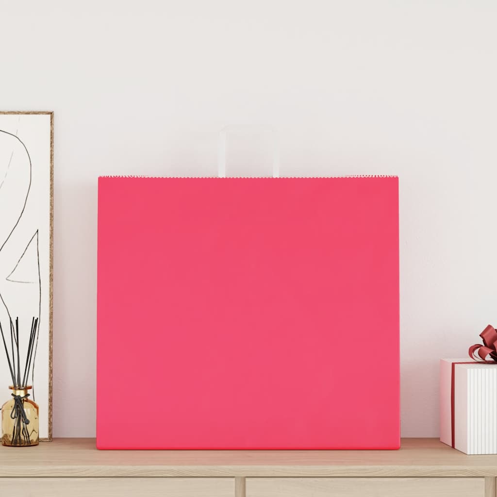 vidaXL Papieren zakken 50 st met hengsels 54x15x49 cm roze afbeelding