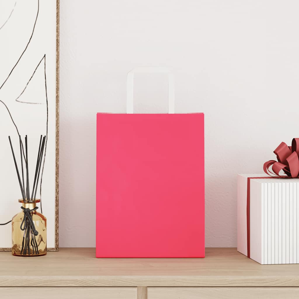vidaXL Papieren zakken 250 st met hengsels 21x11x28 cm roze afbeelding