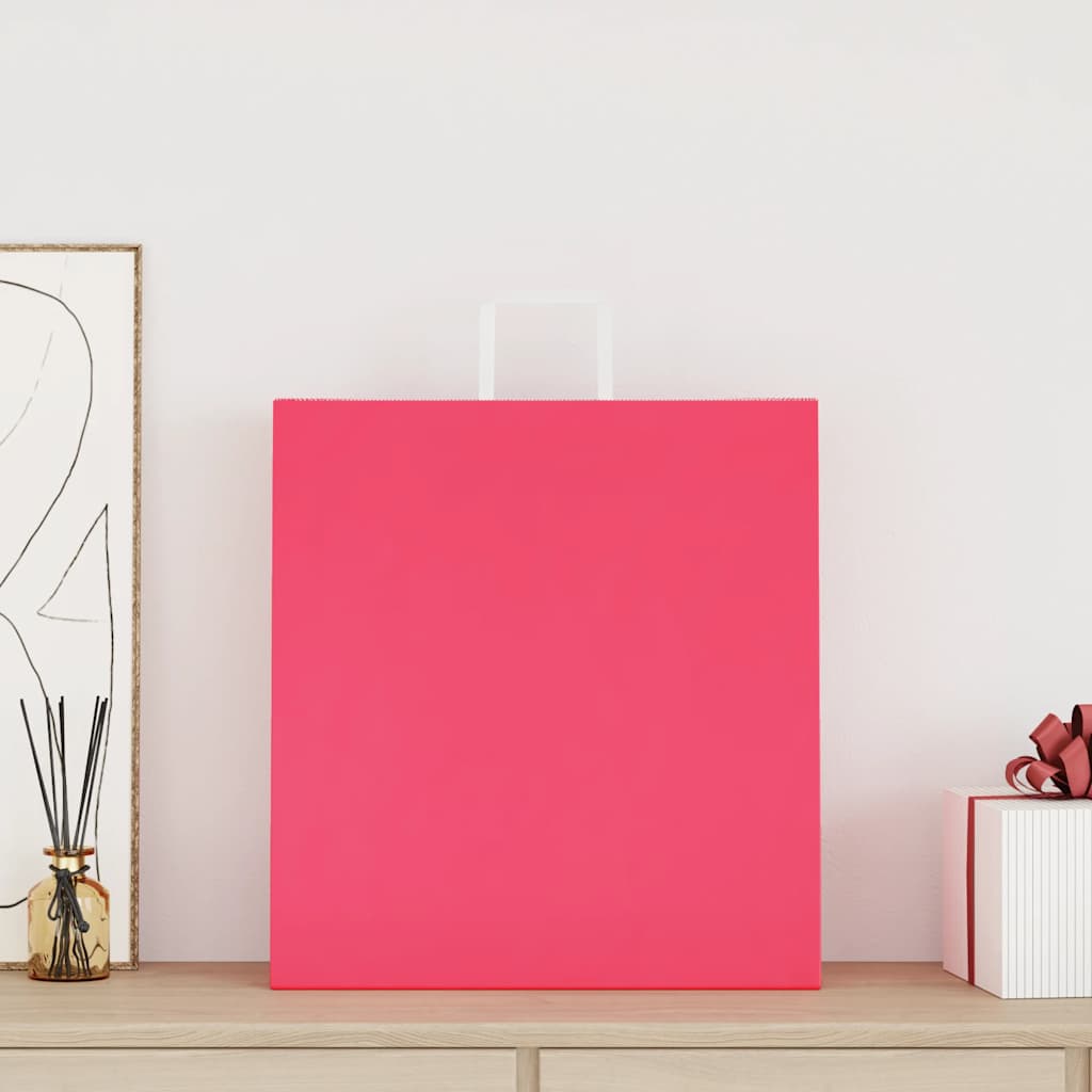 vidaXL Papieren zakken 250 st met hengsels 45x17x48 cm roze afbeelding