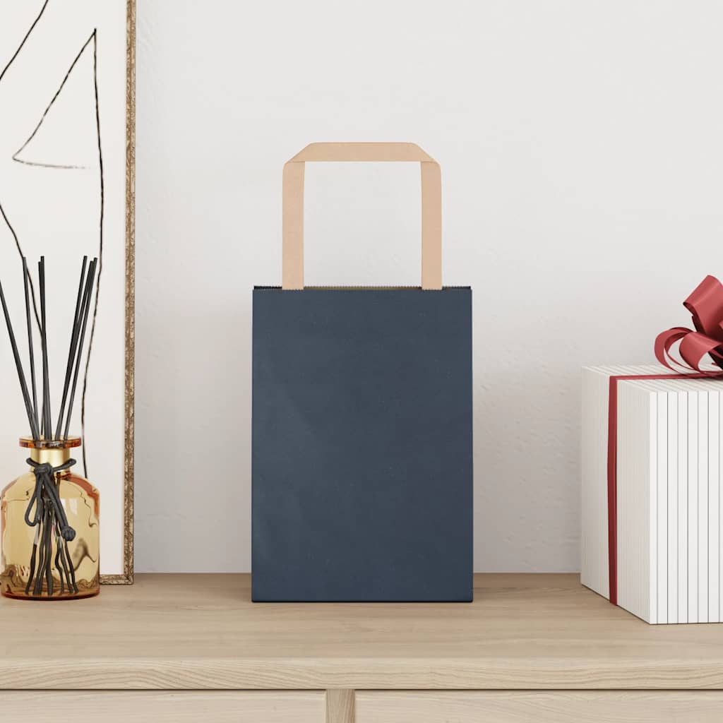 vidaXL Papieren zakken 50 st met hengsels 15x8x21 cm blauw afbeelding