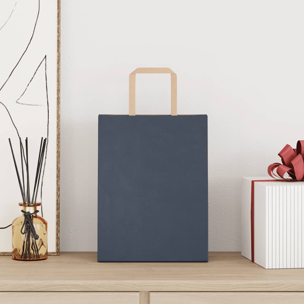 vidaXL Papieren zakken 50 st met hengsels 21x11x28 cm blauw afbeelding