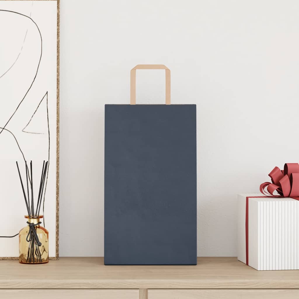 vidaXL Papieren zakken 50 st met hengsels 21x11x36 cm blauw afbeelding