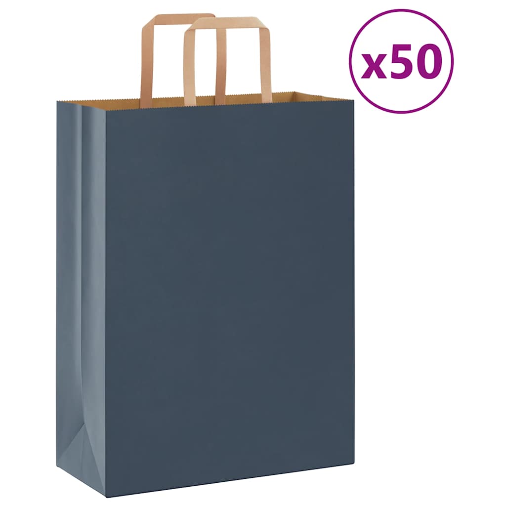 vidaXL Saci de hârtie 50 buc cu mânere Albastru 26x12x35 cm